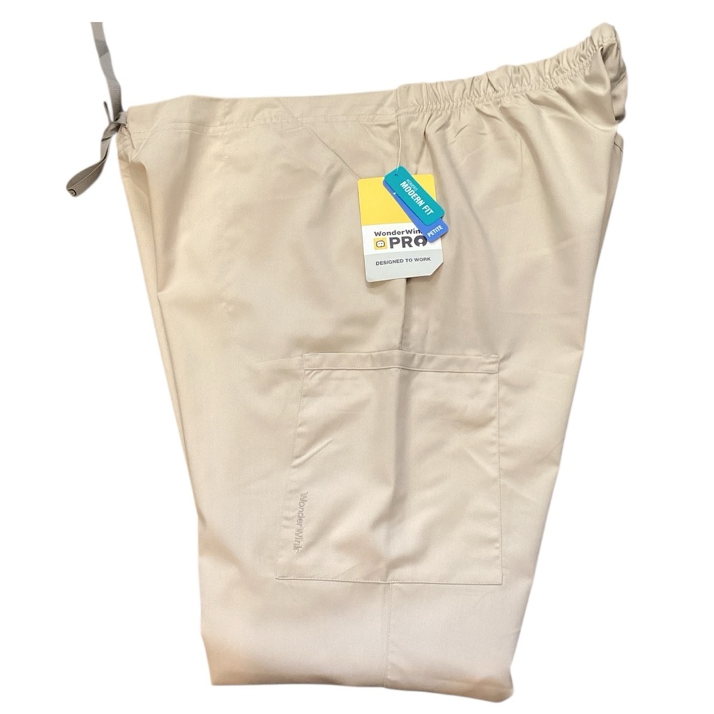 WonderWink Pro Women's Flare Leg Cargo Pant Khaki Color XL Petite NEW Style 5319 - Picture 6 of 15